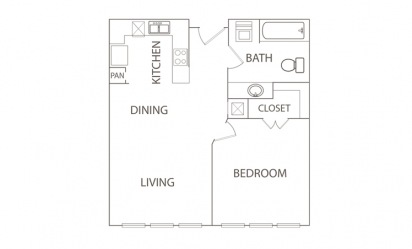 1 bedroom 1 bath 650 sq.ft.